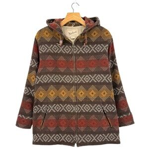 Woolrich Vintage Wool Aztec Southwestern Full Zip Hooded Jacket Made in USA M